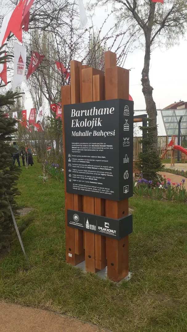 Baruthane Ekolojik Mahalle Bahçesi Dış Mekan Anıtsal Kimlik Totemi Tasarım, Üretim ve Çevresel Montaj Projesi